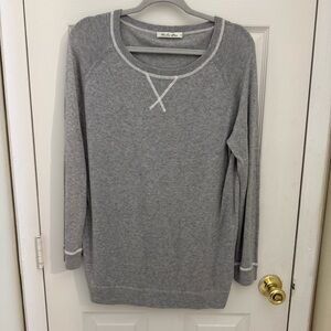 Caroline Grace Women’s Cotton Cashmere Blend Crewneck Size Large Heathered Gray